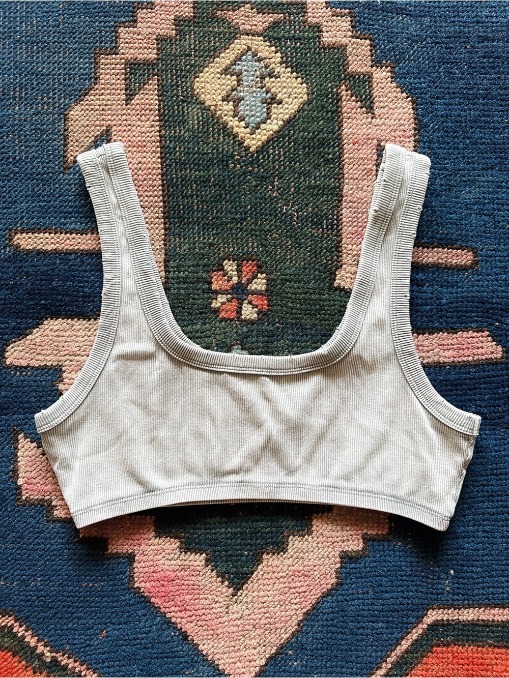 Zara Ribbed Scoop Bralette in Light Gray